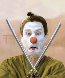 7x1 Samurai promotional image - Samurai in clownface.